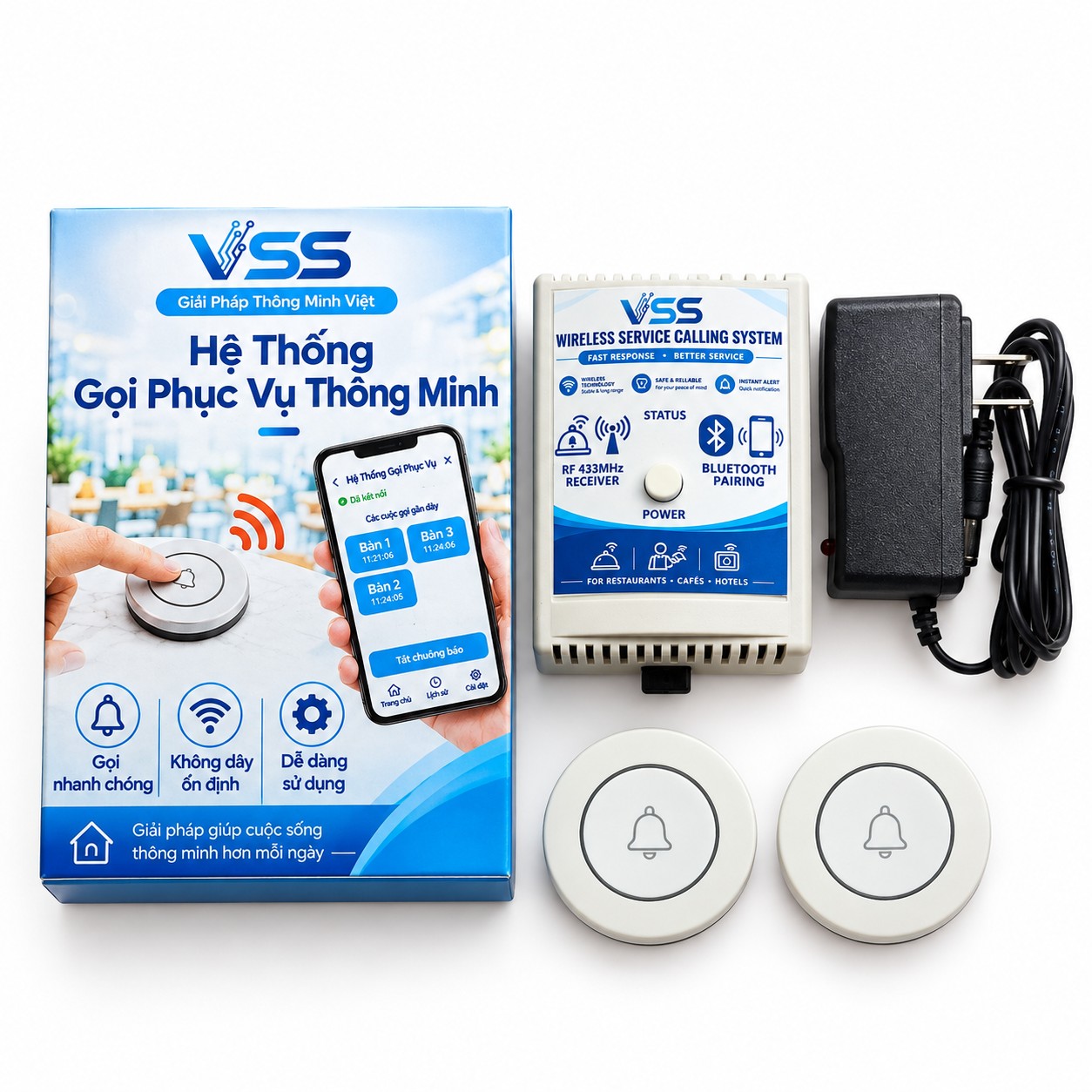 thiết bị trung tâm chuông gọi phục vụ không dây