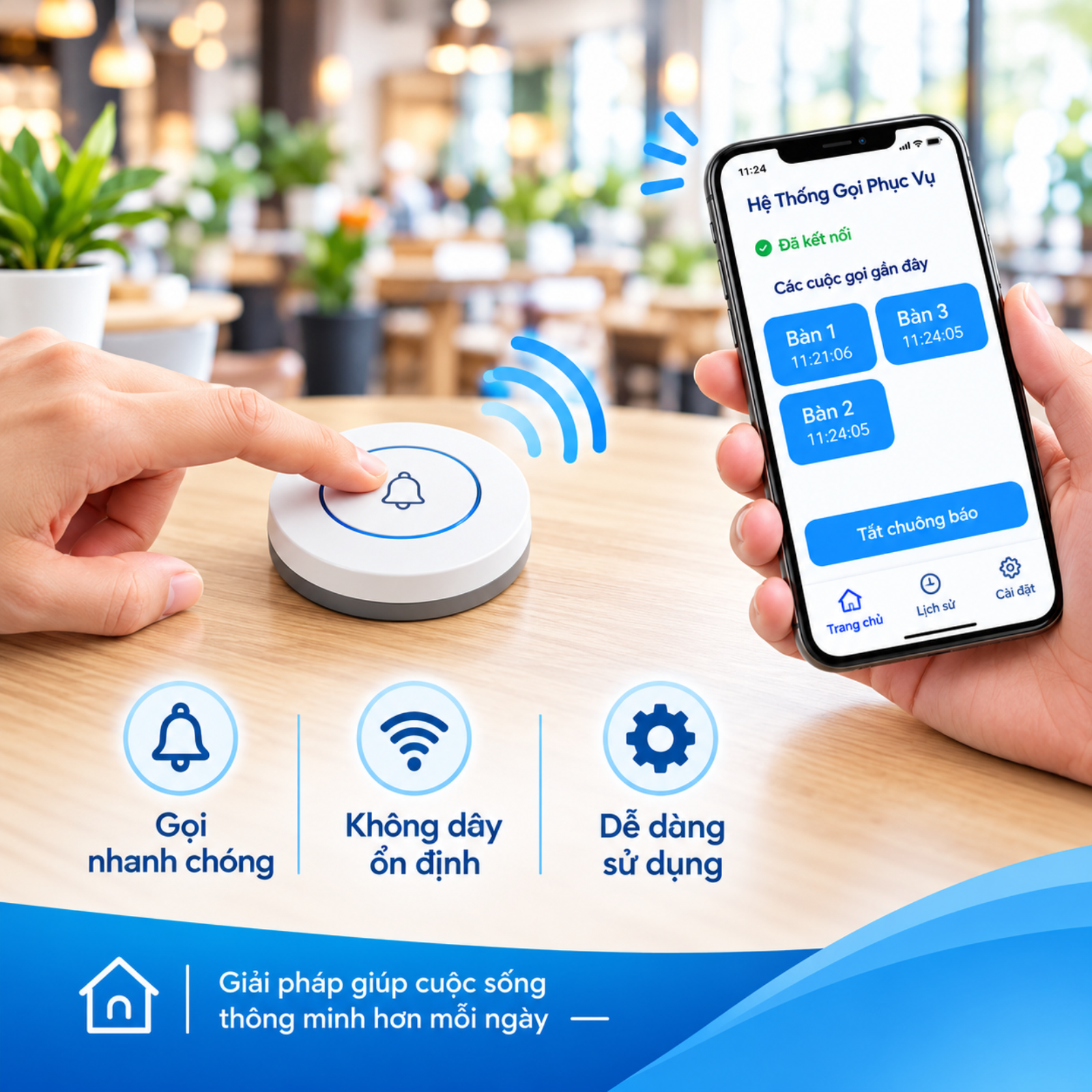 Thiết bị chuông gọi phục vụ không dây