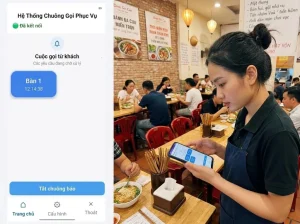 điện thoại hiển thị thông báo cuộc gọi từ Bàn khách